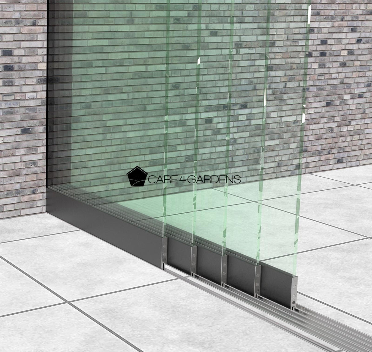 5-Schienen Heldere Glas Schuifwand 457 cm Breed (5x 93 cm Breed Glas)