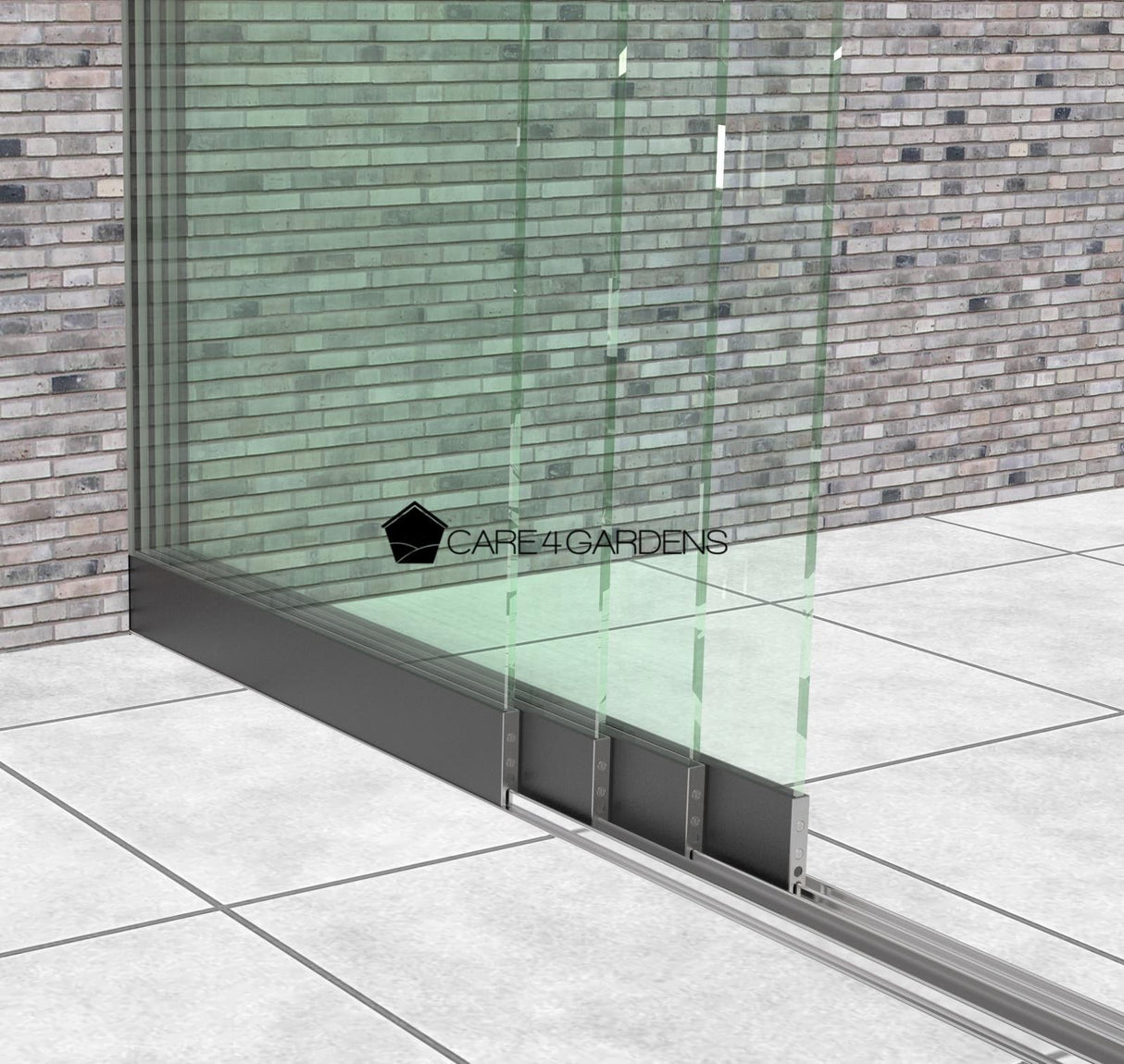 4-Schienen Heldere Glas Schuifwand 400 cm Breed (4x 103 cm Breed Glas)
