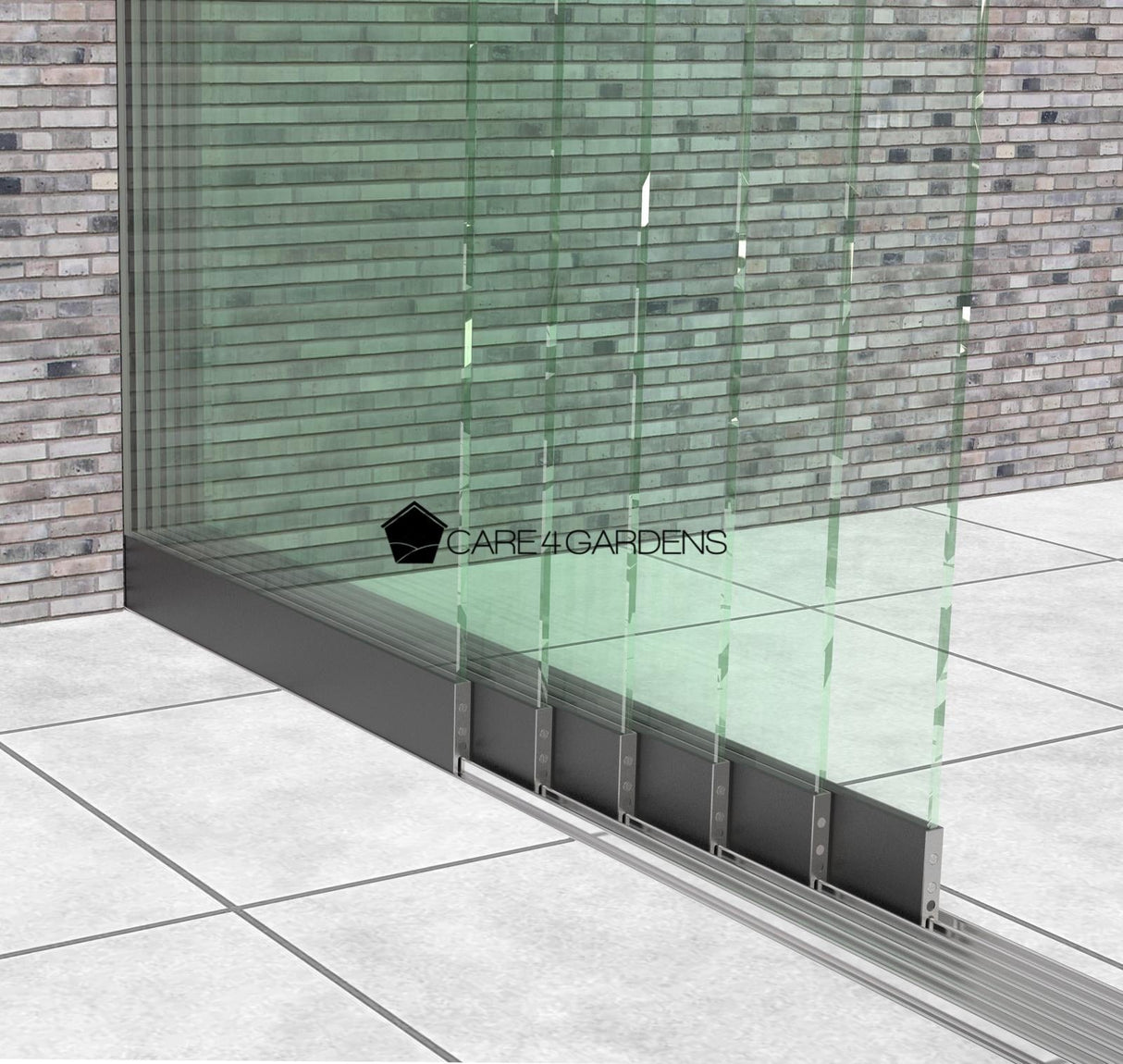 6-Schienen Heldere Glas Schuifwand 530 cm Breed (6x 90 cm Breed Glas)