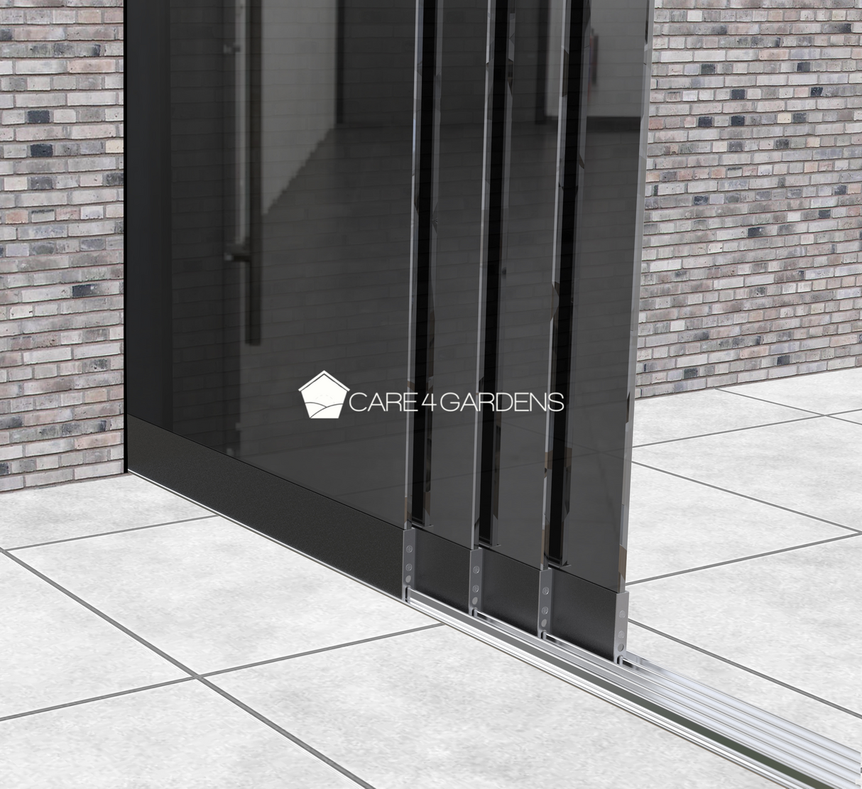4-Schienen-Getinte-Glasurwand 366 cm Rasse (4x 93 cm Rasseglas)