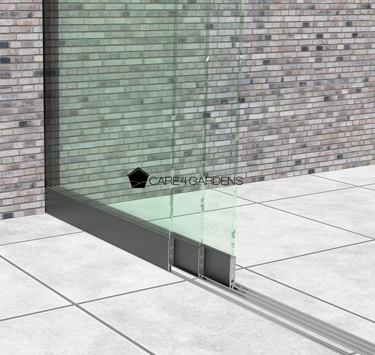 3-Schienen Heldere Glas Schuifwand 275 cm Breed (3x 93 cm Breed Glas)