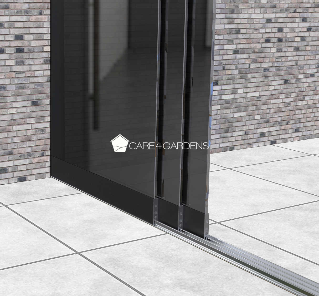 3-Rail Getinte Glazen Schuifwand 300 cm Breed (3x 103 cm Breed Glas)